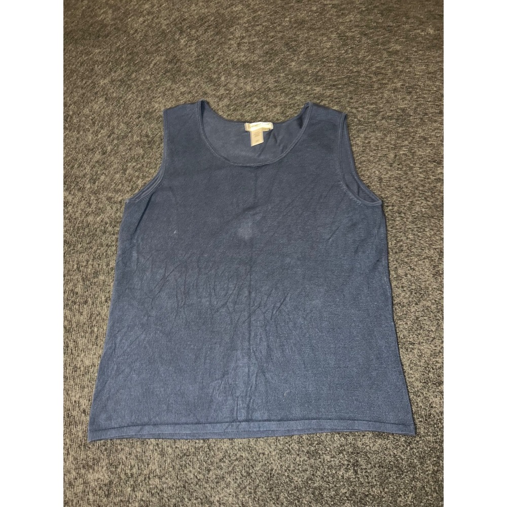 Coldwater Creek Blue Silk Blend Knit Tank Top Sleeveless Shell Size L